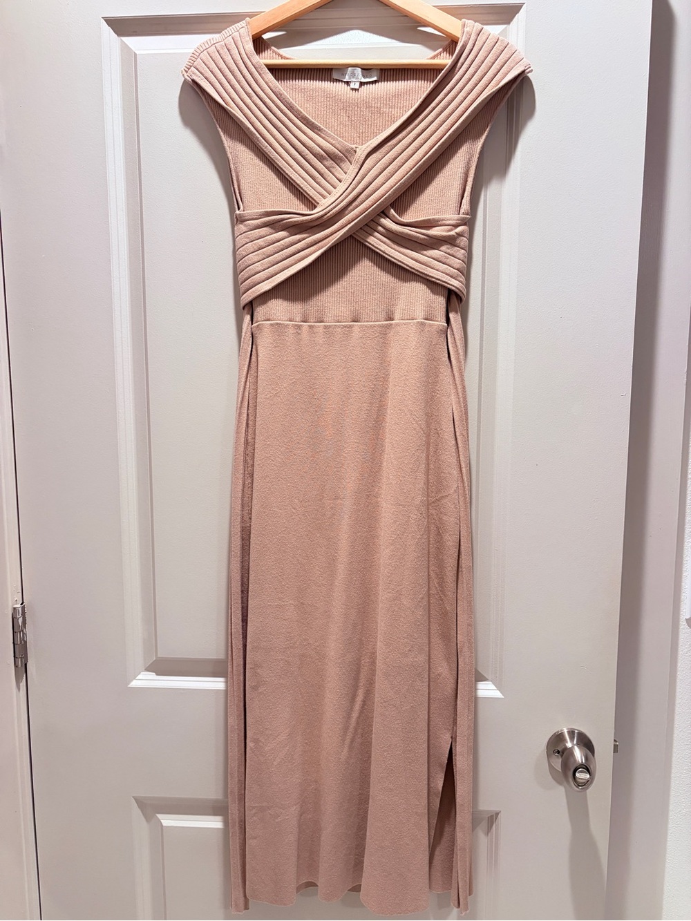 Japanese Brand Elegant Mauve Wrap-Detail Midi Dress - Picture 3 of 4